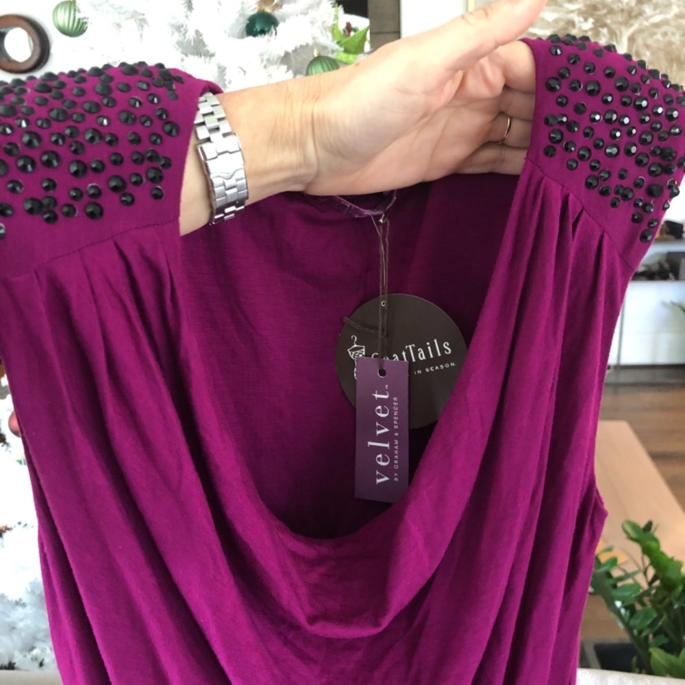 New with tags! Velvet by graham & spencer cocktail NYE dress. Garnet purple